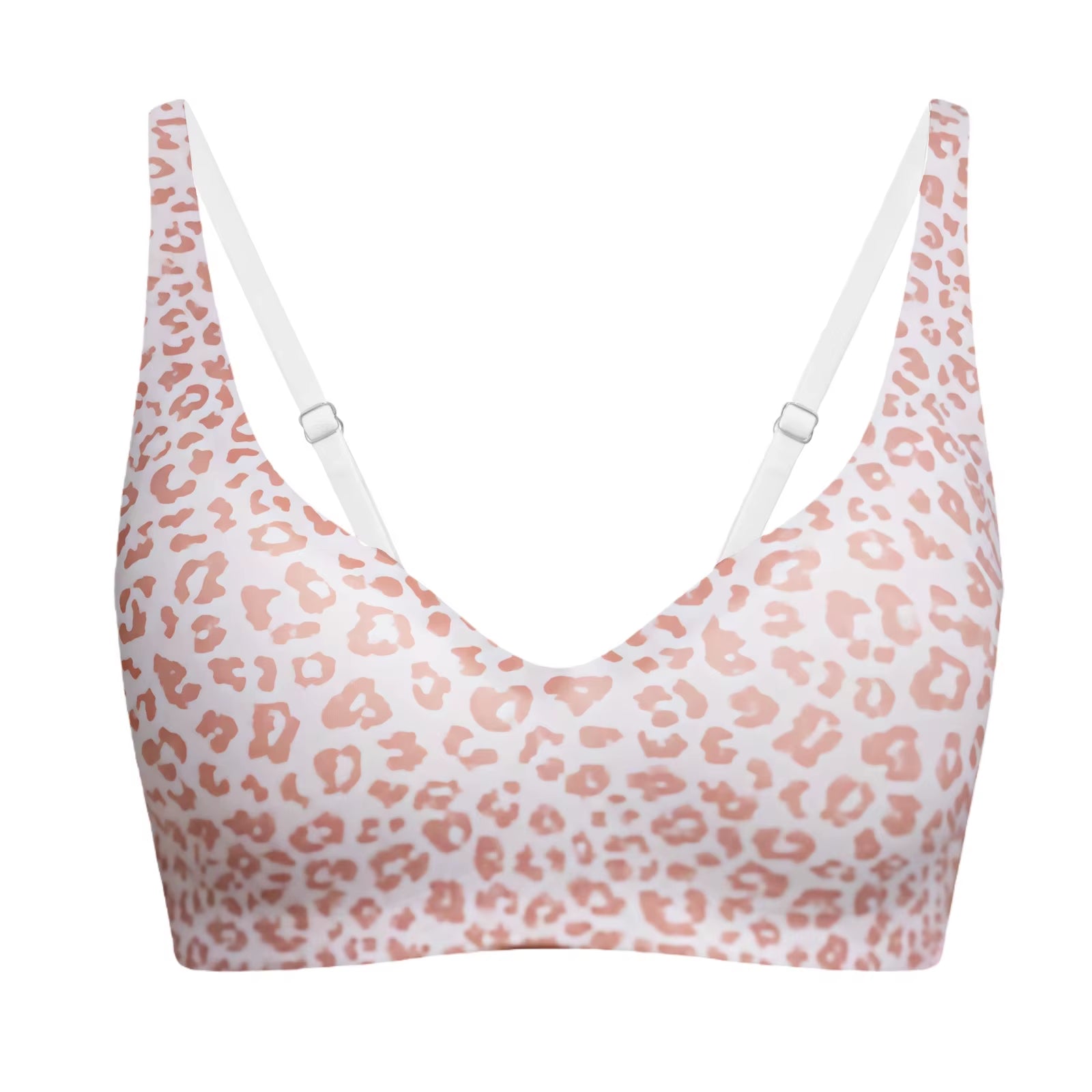 New Sexy Leopard Deep V Bra Women Seamless Wireless Underwear Elastic Lingerie Soft Comfortable Solid Color Bralette